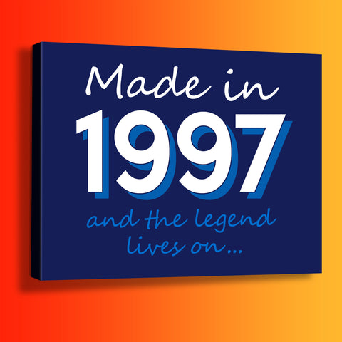 Made In 1997 and The Legend Lives On Canvas Print Navy
