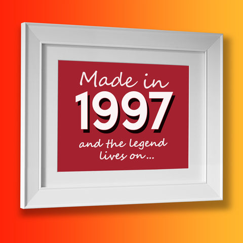 Made In 1997 and The Legend Lives On Framed Print Brick Red