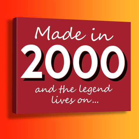 Made In 2000 and The Legend Lives On Canvas Print Brick Red