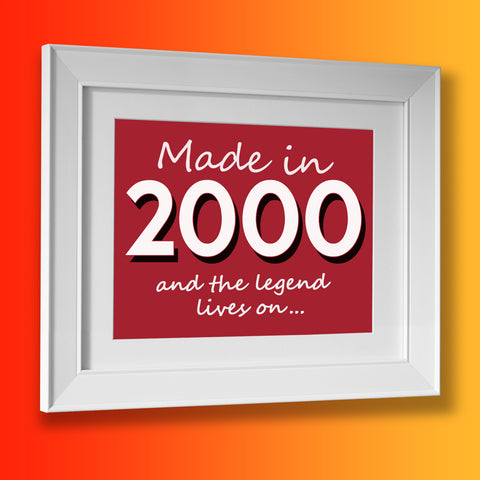 Made In 2000 and The Legend Lives On Framed Print Brick Red