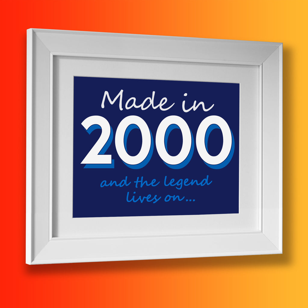 Made In 2000 and The Legend Lives On Framed Print Navy