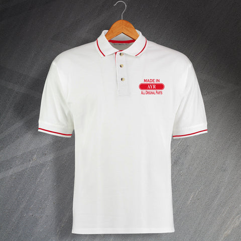 Made In Ayr All Original Parts Unisex Embroidered Contrast Polo Shirt