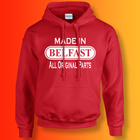 Made In Belfast All Original Parts Hoodie Red
