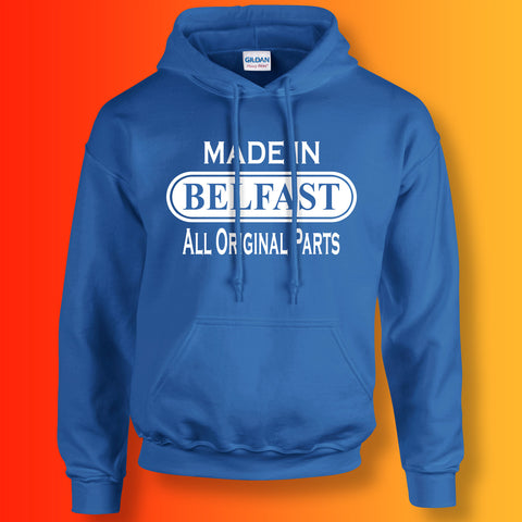 Made In Belfast All Original Parts Hoodie Royal Blue