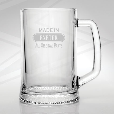 Exeter Glass Tankard Engraved Made in Exeter All Original Parts