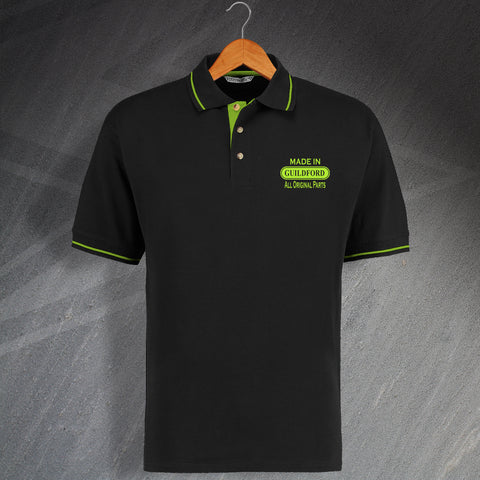 Made In Guildford All Original Parts Unisex Embroidered Contrast Polo Shirt