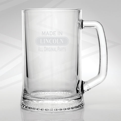 Lincoln Glass Tankard Engraved Made in Lincoln All Original Parts