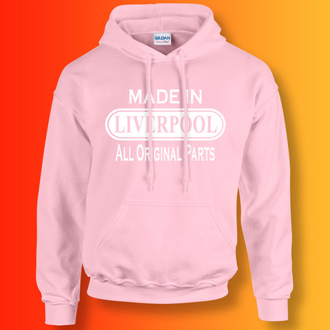 Made In Liverpool All Original Parts Hoodie Light Pink