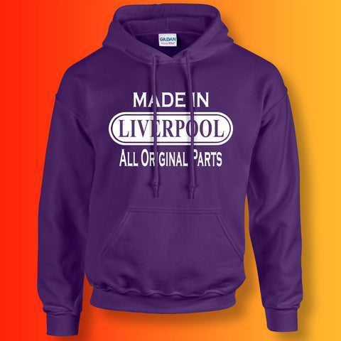 Made In Liverpool All Original Parts Hoodie Purple