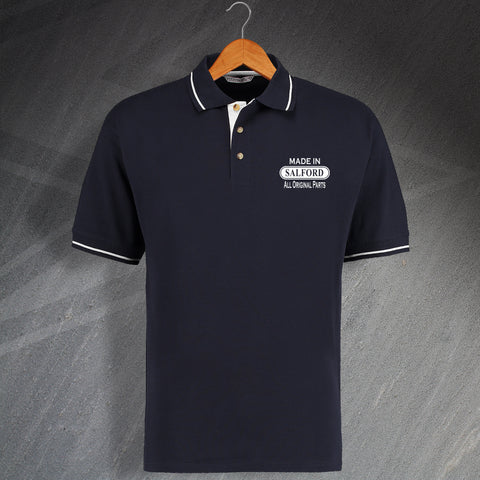 Made in Salford All Original Parts Embroidered Contrast Polo Shirt