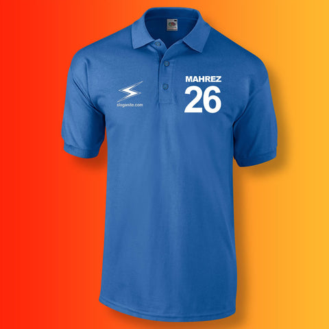 Sloganite Mahrez Number 26 Polo Shirt Blue