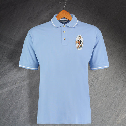 Retro Man City 1933 Embroidered Contrast Polo Shirt