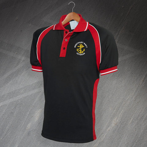 Merchant Navy Polo Shirt Embroidered Sports Veteran Anchor