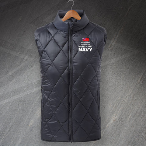 Proud to Have Served in The Merchant Navy Embroidered Diamond Pane Padded Gilet