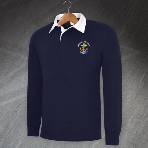 Merchant Navy Veteran Anchor Embroidered Classic Rugby Shirt