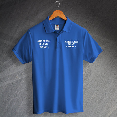 Merchant Navy Veteran Printed Polo Shirt Personalised with Service Details