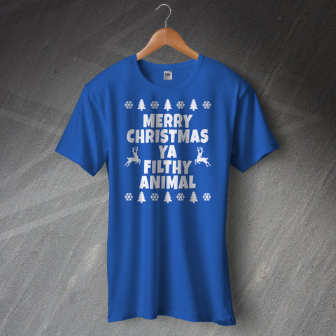 Christmas T-Shirt Merry Christmas Ya Filthy Animal