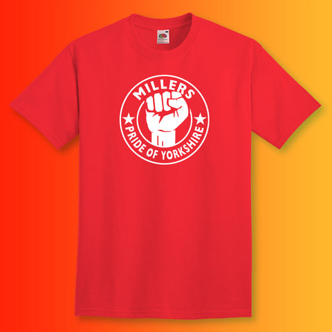 Millers Shirt with The Pride of Yorkshire Design Red