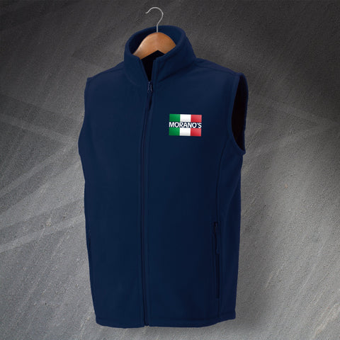 Moranos Pub Fleece Gilet Embroidered Flag of Italy