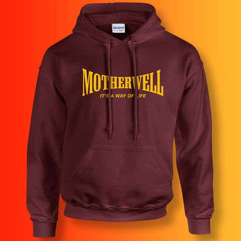 Motherwell Hoodie with It's a Way of Life Design Burgundy