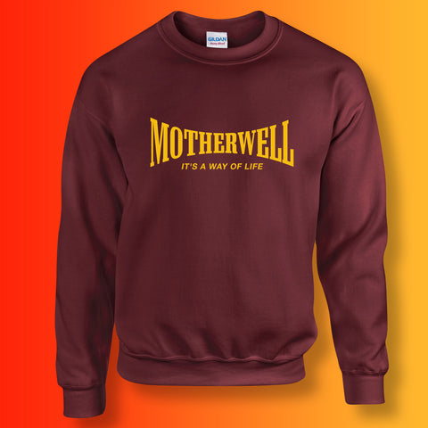 Motherwell Sweater with It's a Way of Life Design Burgundy