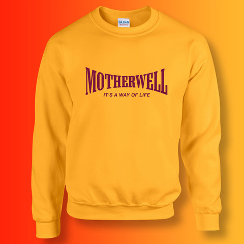 Motherwell Sweater with It's a Way of Life Design Gold