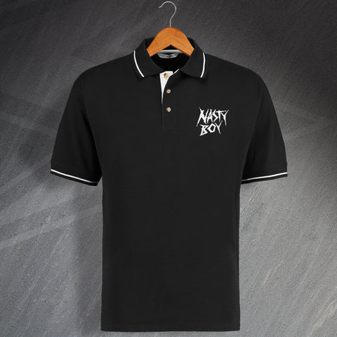 Nasty Boy Embroidered Contrast Polo Shirt