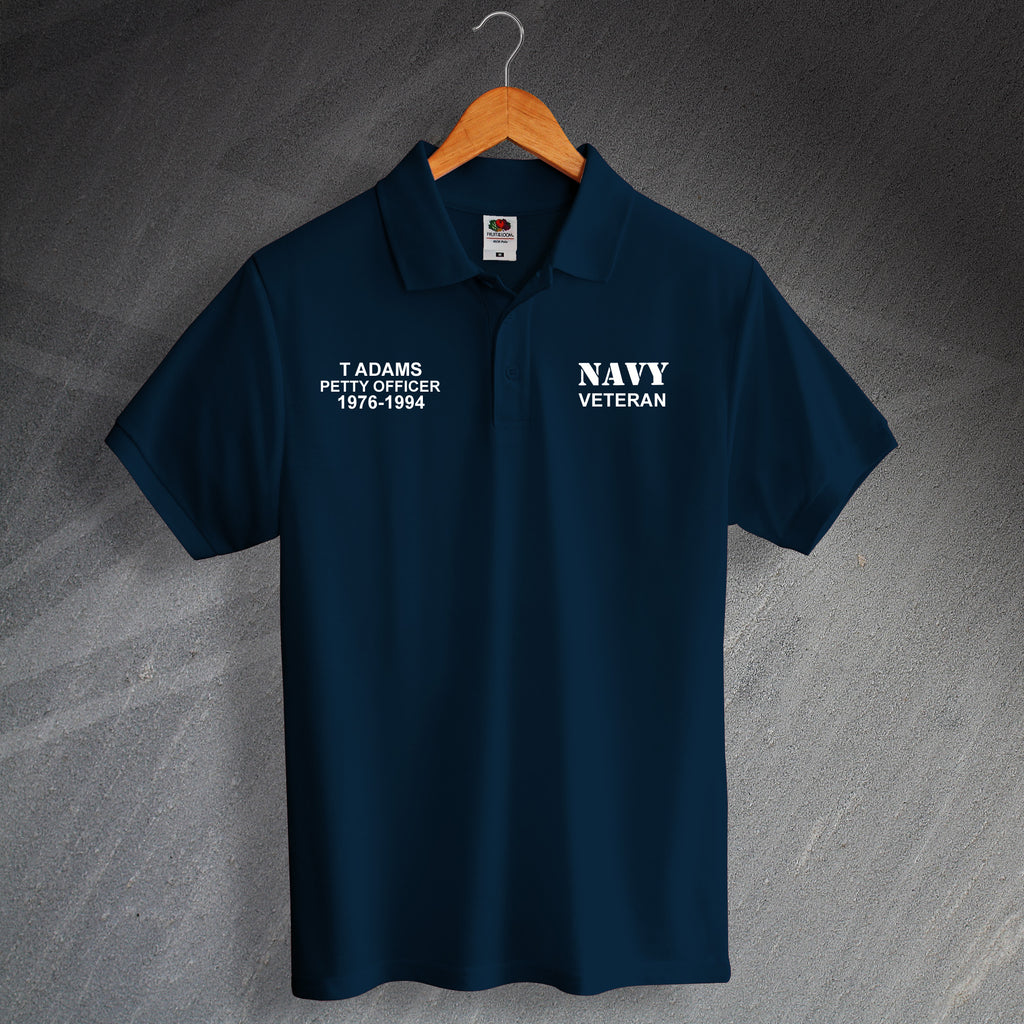 Navy Veteran Polo Shirt Personalised with Service Details