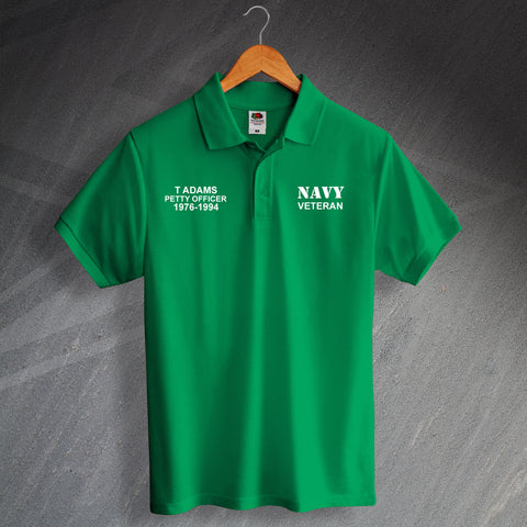 Navy Veteran Polo Shirt Personalised with Service Details
