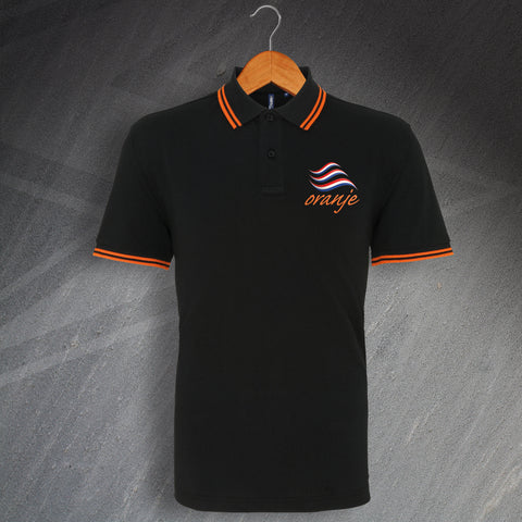Netherlands Football Polo Shirt Embroidered Tipped Oranje