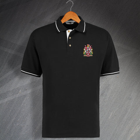 Newcastle Football Polo Shirt Embroidered Contrast 1969
