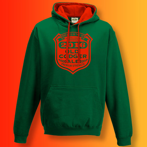 Old Codger 2016 Unisex Contrast Hoodie Green Red