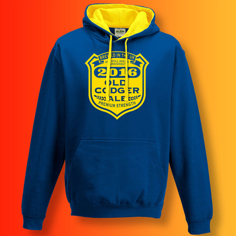 Old Codger 2016 Unisex Contrast Hoodie Blue Yellow
