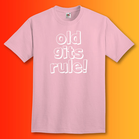 Old Gits Rule Unisex T-Shirt with Bold Design Light Pink