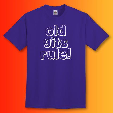 Old Gits Rule Unisex T-Shirt with Bold Design Purple