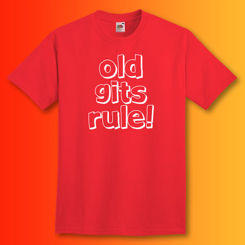 Old Gits Rule Unisex T-Shirt with Bold Design Red