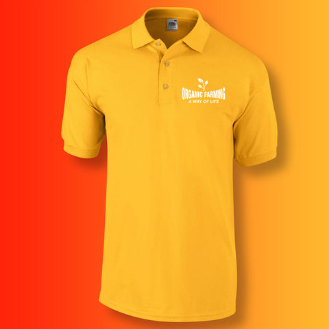 Organic Farming Polo Shirt with It's a Way of Life Design Gold