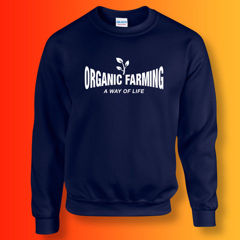 Organic Farming Sweater with It's a Way of Life Design Navy
