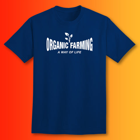 Organic Farming T-Shirt with It's a Way of Life Design Navy
