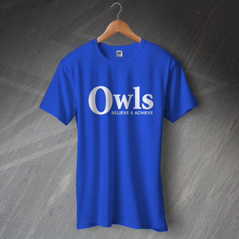 Sheffield Wednesday Football T-Shirt Owls Believe & Achieve