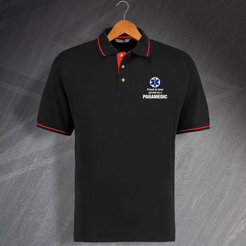 Proud to Have Served as a Paramedic Embroidered Contrast Polo Shirt