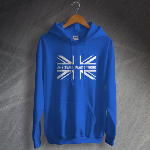 Personalised Union Jack Flag Hoodie with Any Team, Place or Word & Number and Name