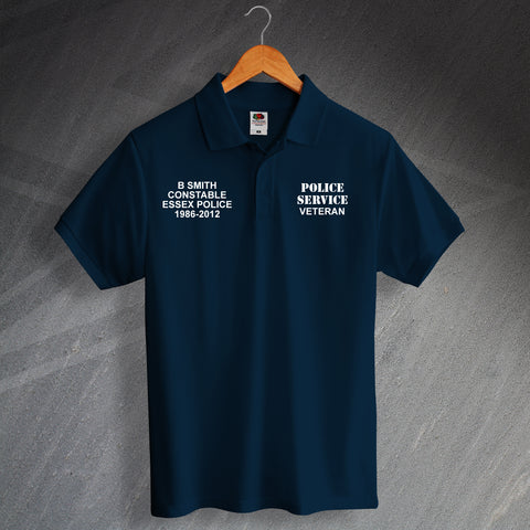 Police Force Polo Shirt Printed Personalised Police Service Veteran