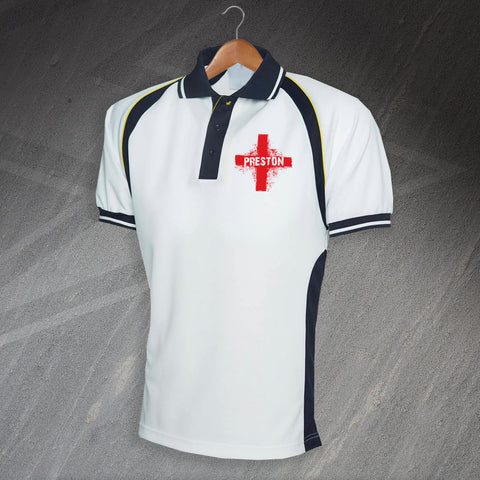 Preston Grunge Flag of England Embroidered Sports Polo Shirt