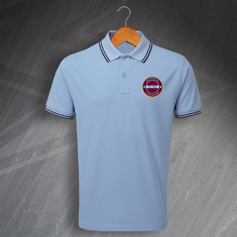 Burnley Football Polo Shirt Embroidered Tipped The Pride of Lancashire Est. 1882