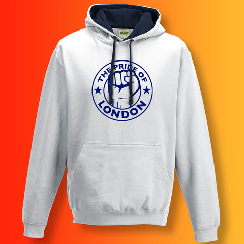 The Pride of London Contrast Hoodie White French Navy
