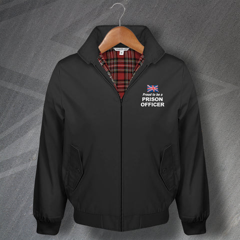 Proud to Be a Prison Officer Union Jack Embroidered Harrington Jacket