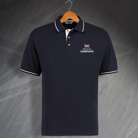 Proud to Be a Conservative Embroidered Contrast Polo Shirt