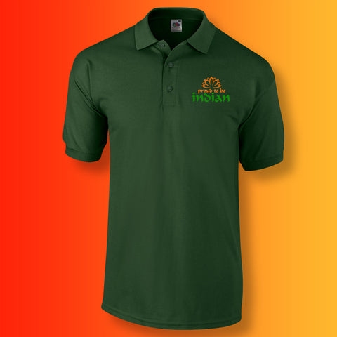 Proud to Be Indian Polo Shirt Forest Green