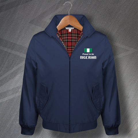 Nigeria Harrington Jacket Embroidered Proud to Be Nigerian